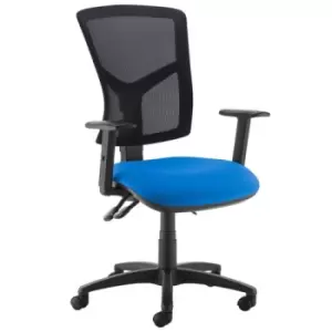 Image of Senza high mesh back operator chair with adjustable arms - blue