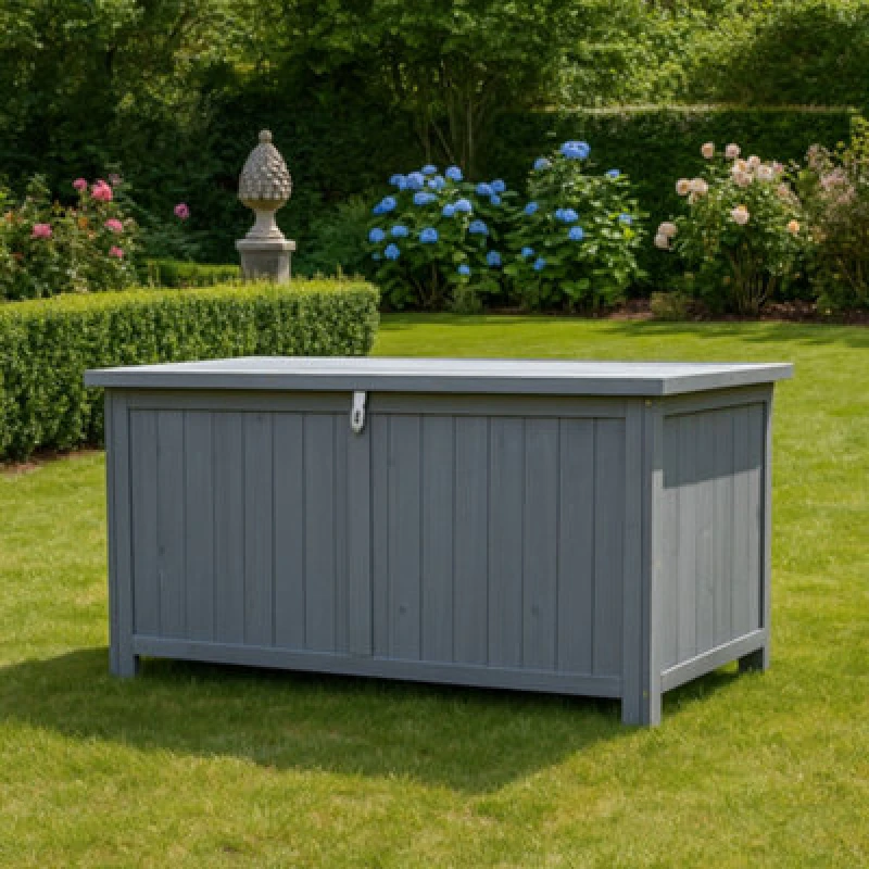 Image of Jack Stonehouse Wooden Garden Storage Deck Box With Lockable Lid - Outdoor Chest Container For Patio Cushions Outdoor Toys & Tools - 468L