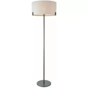 Image of Loops - Floor Lamp Light Brushed Bronze & Natural Linen 60W E27 Base & Shade