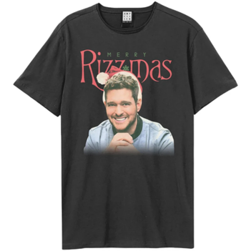 Image of Amplified Amplified Men Merry Rizzmas Michael Buble T-Shirt in Charcoal Size: X-Small Charcoal XS Male 5063652157022