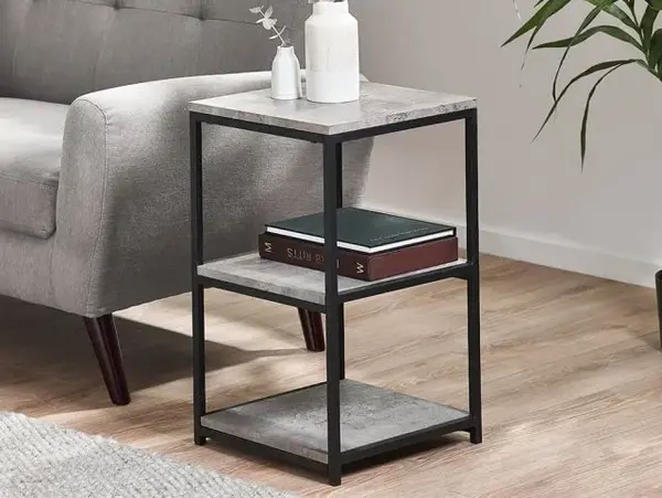 Image of Julian Bowen Staten Concrete Effect Tall Narrow Lamp Table