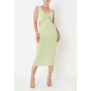 Image of Missguided Glitter Knit Cut Out Midaxi Dress - Green