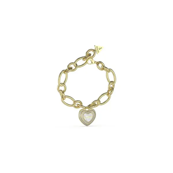 Image of Guess Jewellery Ladies Mother of Pearl Crystal Heart Bracelet UBB04025