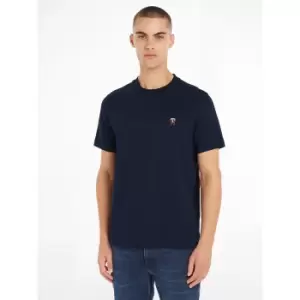 Image of Embroidered Monogram Logo T-Shirt in Cotton with Crew Neck