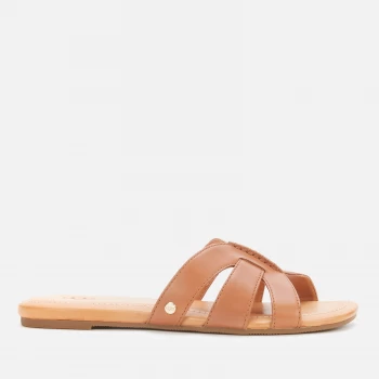 Image of UGG Womens Teague Leather Mule Sandals - Tan - UK 5