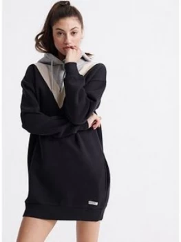 Image of Superdry Alchemy Chevron Sweat Dress - Black, Size 14, Women