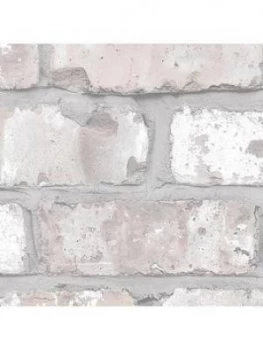 Image of Woodchip & Magnolia Exposed Brick Wallpaper