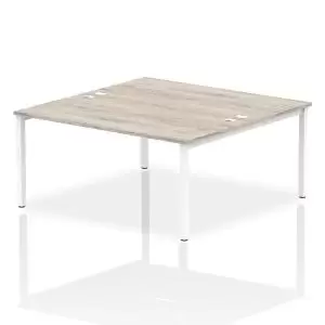 Image of Impulse Bench B2B 2 Person 1600 White Frame Office Bench Desk Grey Oak