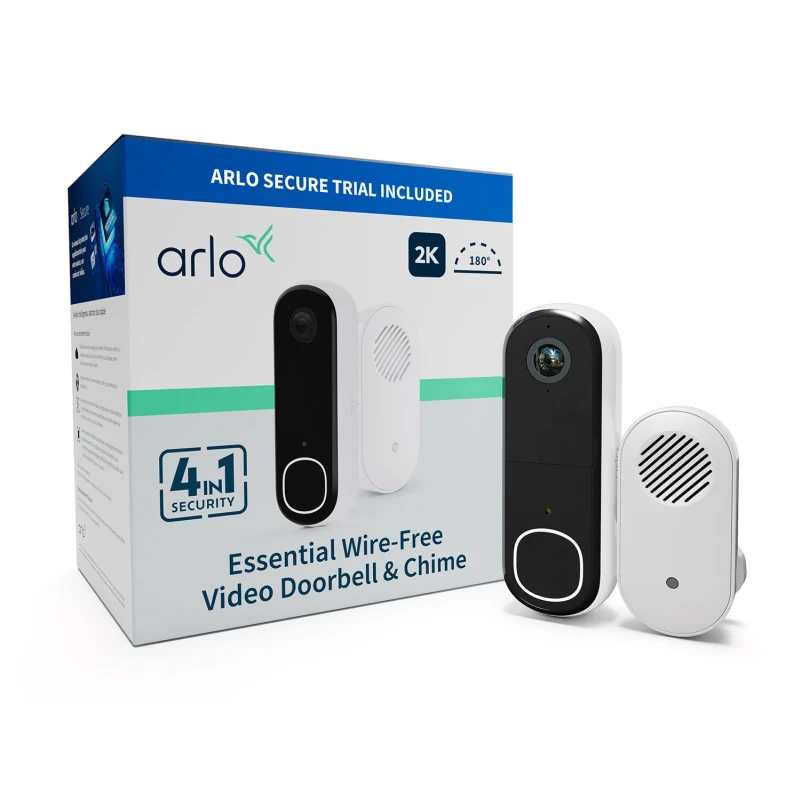 Image of Arlo Essential2 2k Video Doorbell Smart Doorbell 2K or HD - White