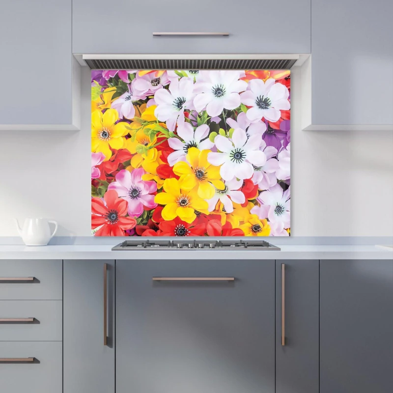 Image of Warren Reed - Designer Spring Flowers Kitchen Splashback in Yellow Size: 600mm x 650mm Yellow Unisex 600mm x 650mm