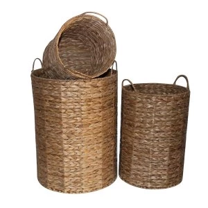 Image of Charles Bentley Hyacinth Wicker Round Storage Basket - Brown