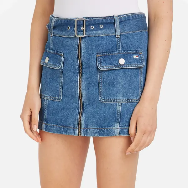 Image of Tommy Jeans Belted Denim Mini Skirt - W26