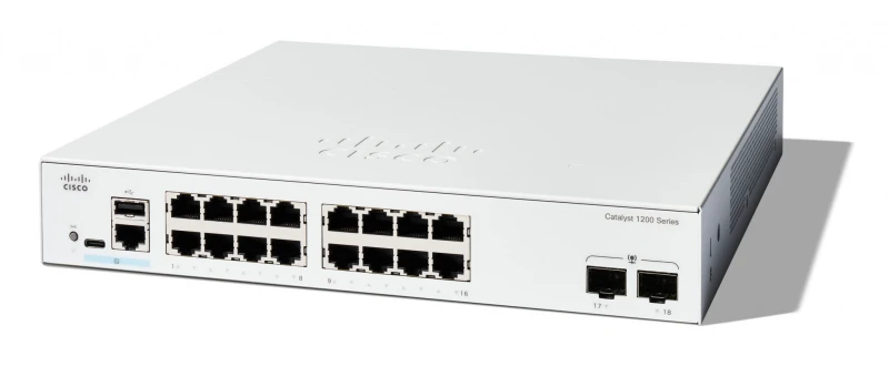Image of Cisco Cisco Catalyst 1200-16T-2G Smart Switch, 16 Port GE, 2x1GE SFP, Limited Lifetime Protection (C1200-16T-2G) C1200-16T-2G