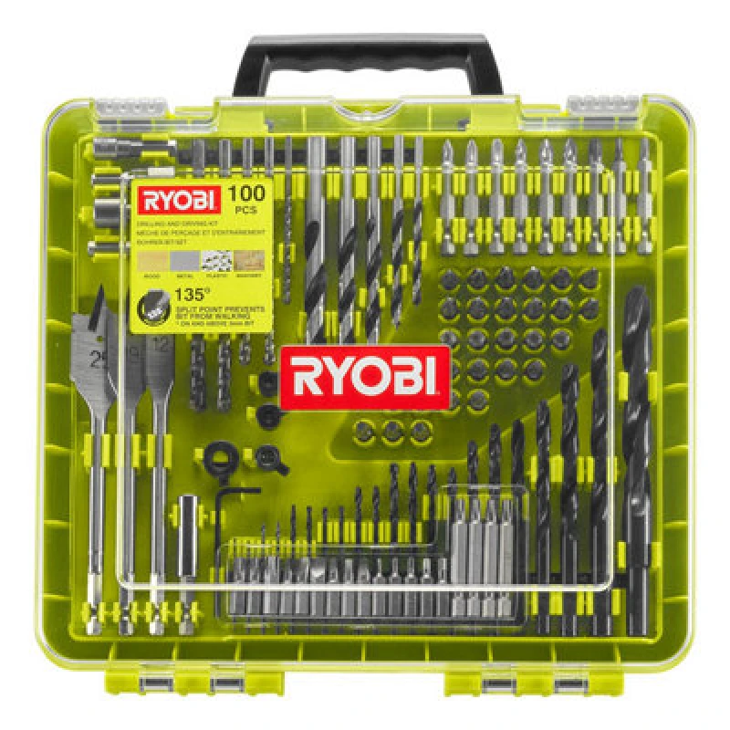 Image of Ryobi Rakdd100 100 Piece Drill Bit + Driving Kit One Colour UTLGR Unisex