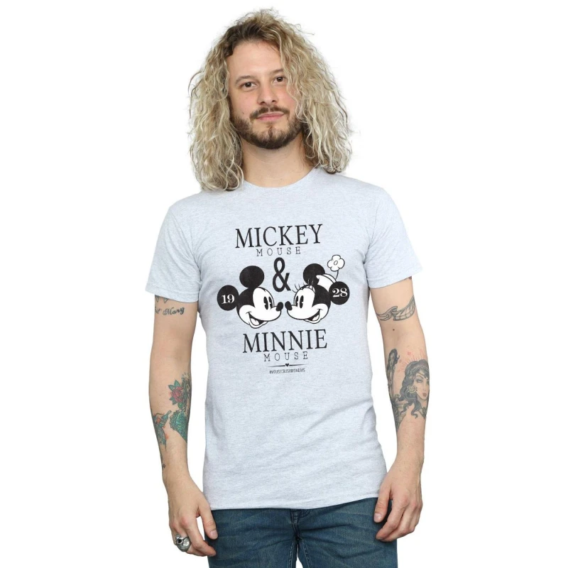 Image of Disney Men Mickey And Minnie Mouse Mousecrush Mondays T-Shirt in Grey Size: Small Grey S Male 5057864537000