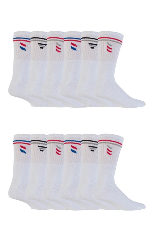 Image of Sock Snob Sock Snob Men Retro Stripe Cotton Sports Socks in White & Black Size: 11-14 White 11-14 Male 5060910924549
