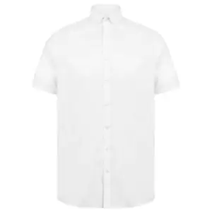 Image of Henbury Mens Modern Short Sleeve Slim Fit Oxford Shirt (S) (White)