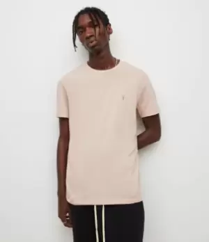 Image of AllSaints Mens Tonic Crew T-Shirt, Pink, Size: M