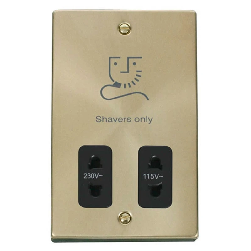 Image of SE Home Satin / Brushed Brass Shaver Socket 115v/230v Gold unisex