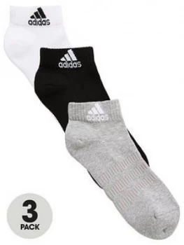 Image of adidas Cushion 3 Pack Ankle Socks (3 Pack) - Grey/Black/White, Multi, Size 4.5-5.5, Men