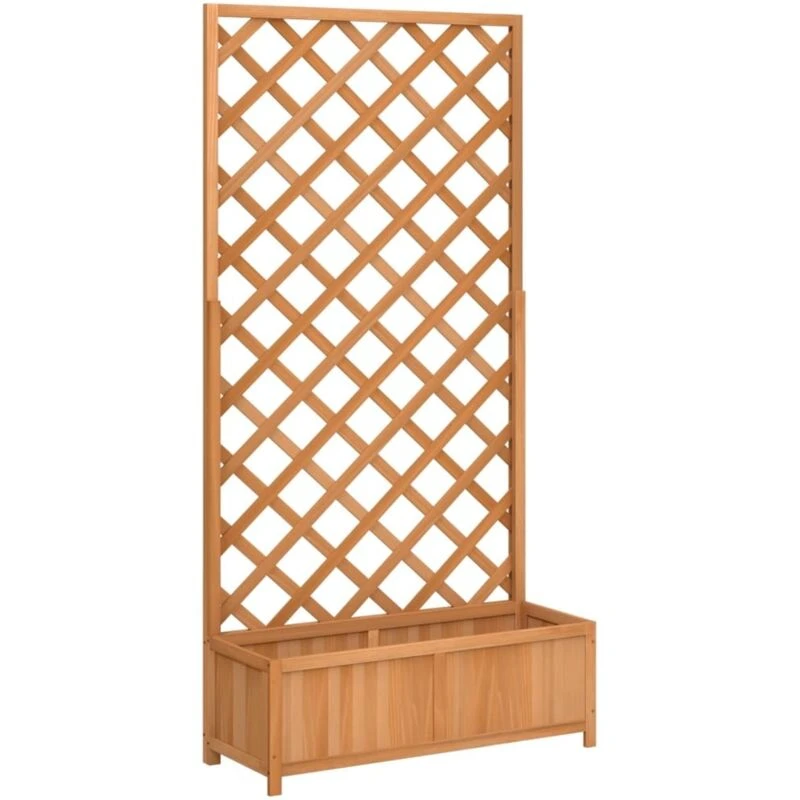 Image of vidaXL Planter w/ Trellis Brown Solid Wood, Brown 365479