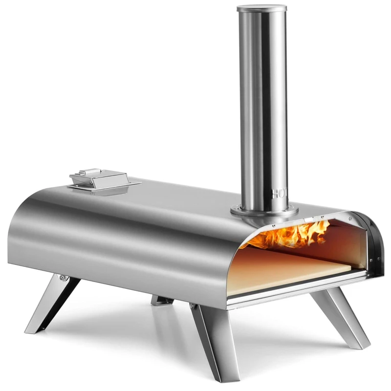 Image of Gr8 Garden Pizza Oven Portable 12" Wood Pellet BBQ Stainless Steel Outdoor Grill Cooker Silver