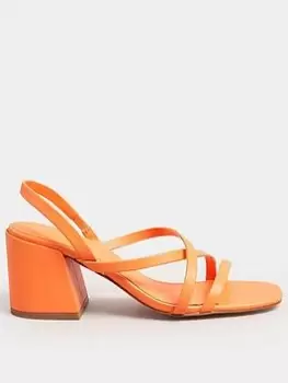 Image of Long Tall Sally Cross Over Strap Block Heel Sandal - Orange, Size 9, Women