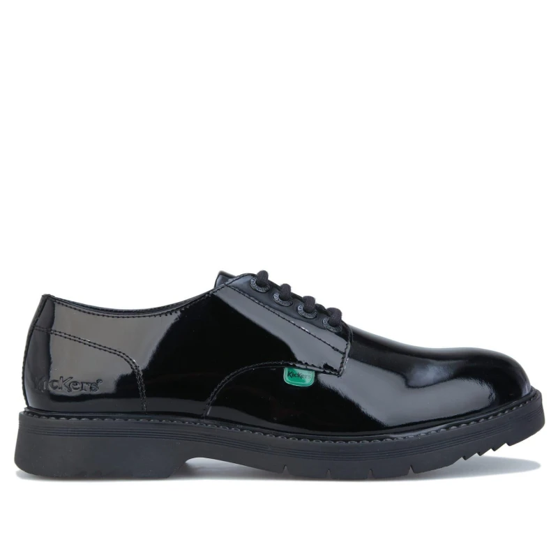 Image of Kickers Finley Lace Up Patent Shoes - Black 3