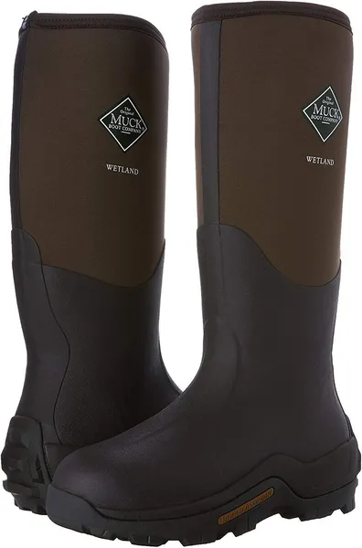 Image of Muck Boots Mens Wetland Tall Neoprene Wellington Boots Bark - UK 7 Brown male ES2625BAR7