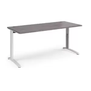 Image of TR10 height settable straight desk 1800mm x 800mm - white frame and grey oak top