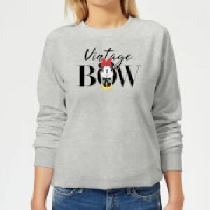 Image of Disney Minnie Mouse Vintage Bow Womens Sweatshirt - Grey - M