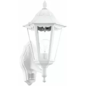 Image of IP44 Outdoor Wall Light & pir Sensor White Aluminium Lantern 1 x 60W E27 Bulb