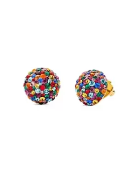 Image of kate spade new york Rainbow Multicolor Pave Dome Stud Earrings in Gold Tone