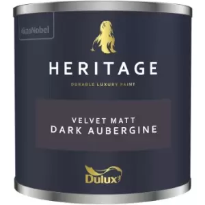 Image of Dulux Heritage Velvet Matt Dark Aubergine Matt Emulsion Paint 125ml