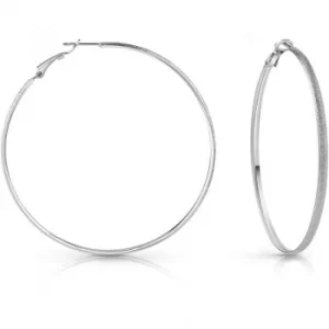 Image of GUESS Rhodium Plated 62mm Glitter Hoop Earrings