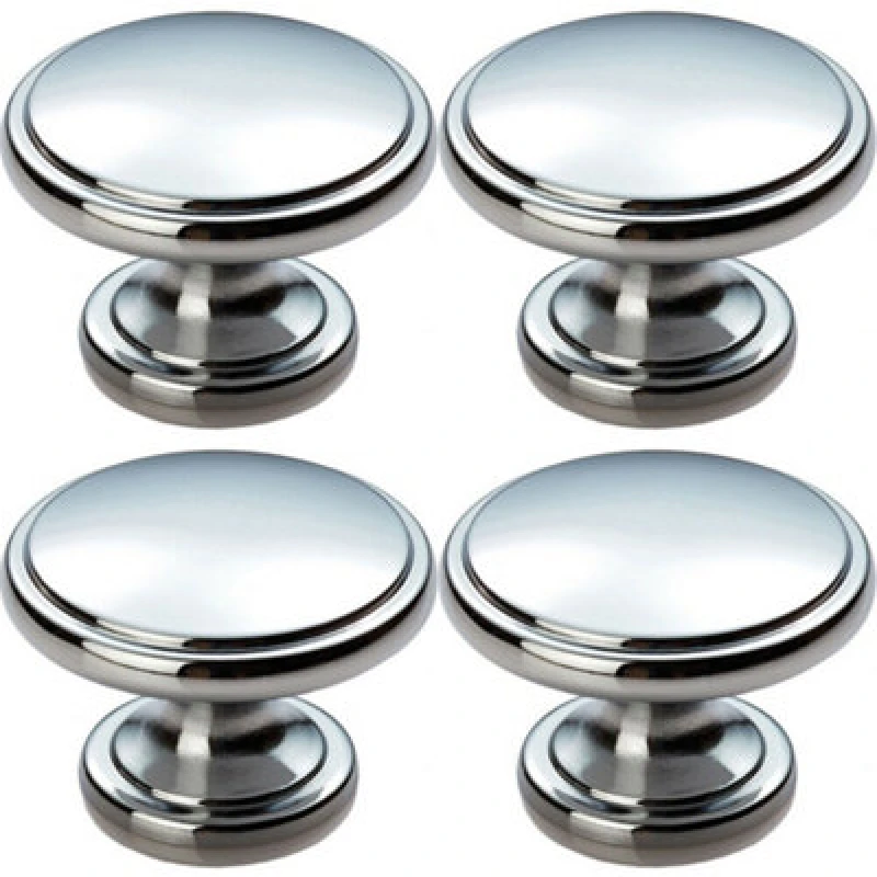 Image of Loops 4x Ring Domed Cupboard Door Knob 38.5mm Diameter Polished Chrome Cabinet Handle Multi unisex