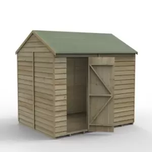 Image of Forest Garden 8X6 Ft Reverse Apex Overlap Wooden Shed With Floor (Base Included) - Assembly Service Included