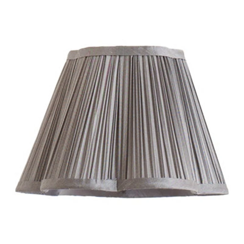 Image of ValueLights ValueLights Loralei Dark Grey Pleated Faux Silk Scalloped Easy Fit Lamp Shade Size: Small Dark Grey Small Unisex 5016529272533
