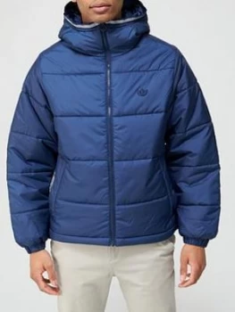 Image of Adidas Padded Hooded Coat - Navy