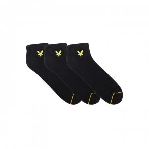 Image of Lyle and Scott Ross 3 Pack Trainer Socks - Black