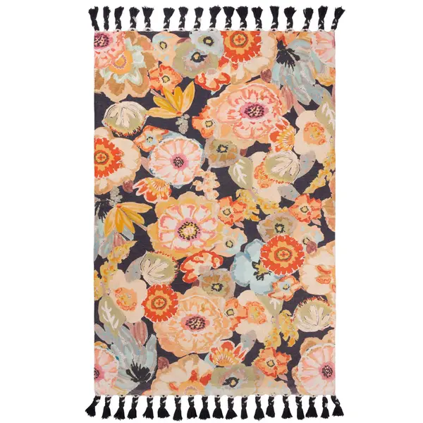Image of Wylder Tropics Florage Floral Tasselled Indoor Rug Multi