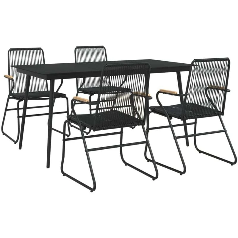 Image of VIDAXL 5 Piece Garden Dining Set Black pvc Rattan Vidaxl 8720286241912