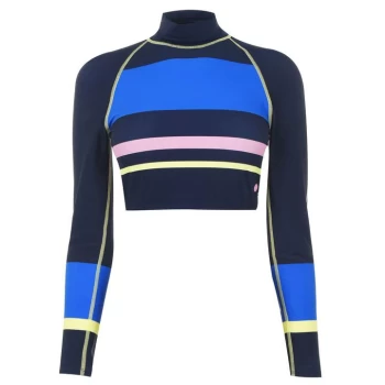 Image of Jack Wills Hitch Cropped Rash Guard Top - Navy