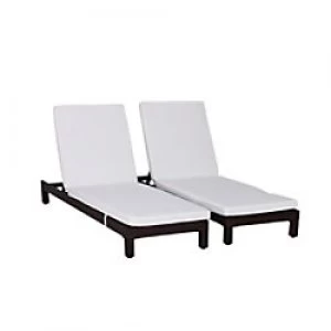 Image of Outsunny Rattan Lounger 862-019V01BN Brown, Cream-White