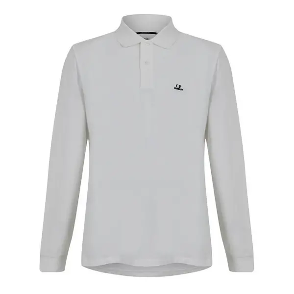 Image of CP COMPANY Long Sleeve Polo Shirt - White XS