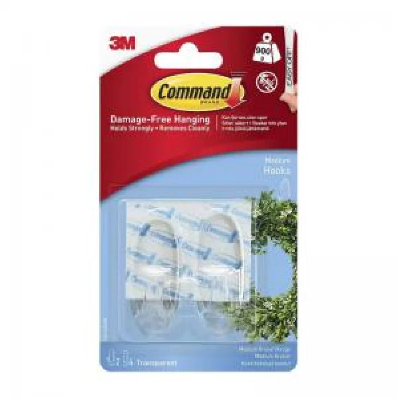 Image of 3M Command Medium Oval Hooks With Command Adhesive Strips Transparent EXR57119MM