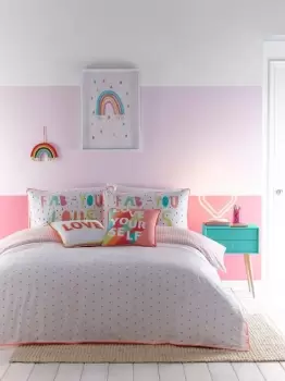 Image of 'Tilly Spot' Reversible Neon Piped 100% Cotton Duvet Cover Set