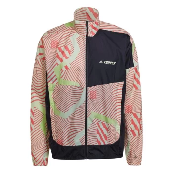 Image of adidas Terrex Trail Running Printed Wind Jacket Mens - Almost Lime / Black