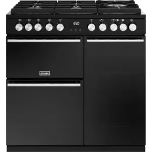 Image of Stoves Precision Deluxe ST DX PREC D900DF GTG BK Dual Fuel Range Cooker - Black - A/A/A Rated