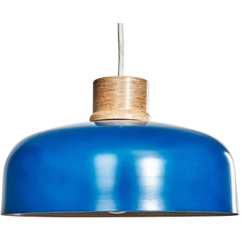 Image of Minisun - Unique Metal Pendant Shade With Wooden Interior - Blue - No Bulb